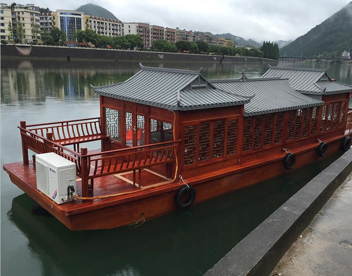 廠家直銷(xiāo)大型仿古電動(dòng)觀光游船 餐飲船 公園景區(qū)畫(huà)舫木船
